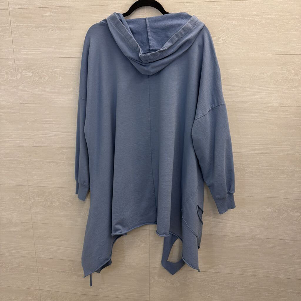 Tempo Paris Blue Long Sleeve Hooded Pullover Medium/ Large