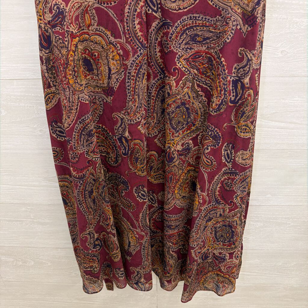 Ralph Lauren Purple/ Multi Print Short Sleeve Faux Wrap Dress 16