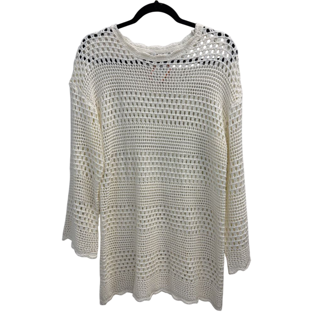 White Open Knit Long Sleeve Tunic Top Small