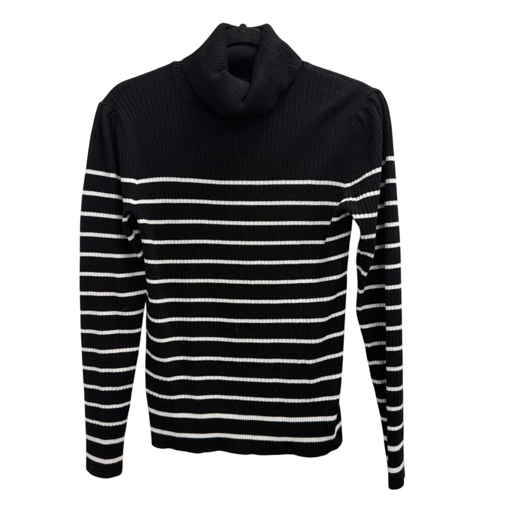 Magaschoni Black/ White Turtleneck Sweater Large