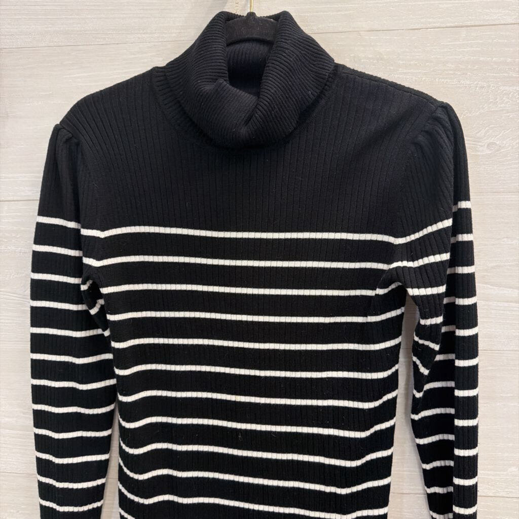Magaschoni Black/ White Turtleneck Sweater Large
