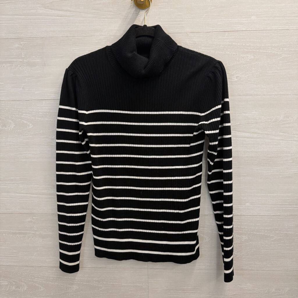 Magaschoni Black/ White Turtleneck Sweater Large