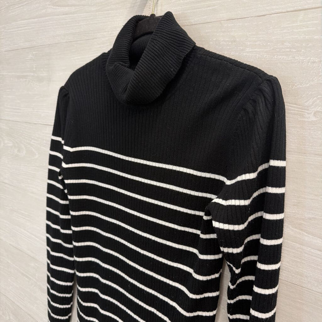Magaschoni Black/ White Turtleneck Sweater Large