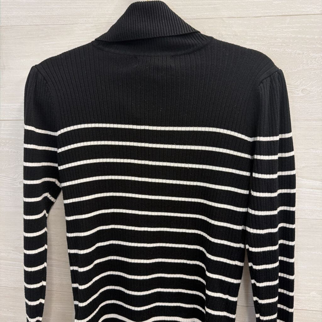 Magaschoni Black/ White Turtleneck Sweater Large