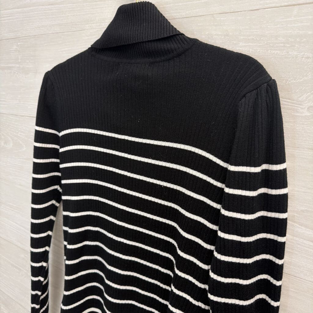 Magaschoni Black/ White Turtleneck Sweater Large