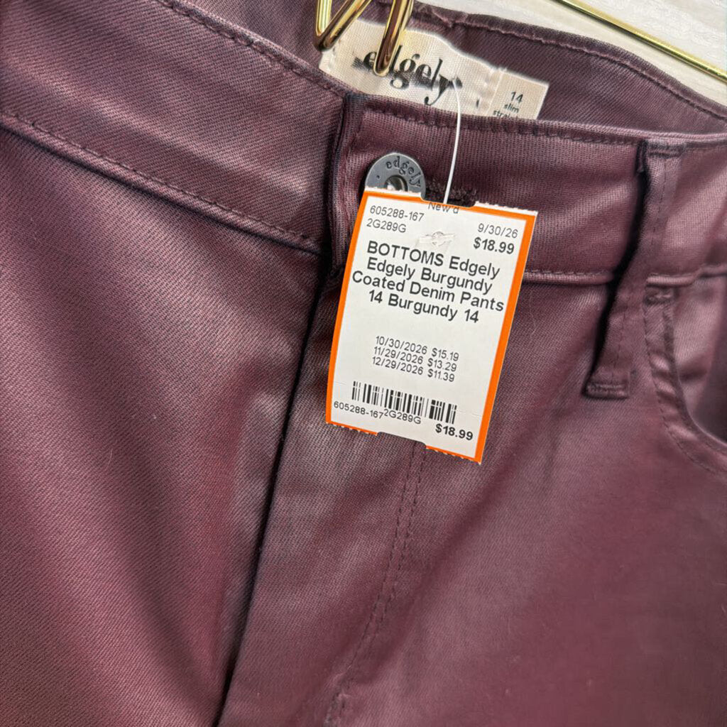 Edgely Burgundy Coated Denim Pants 14