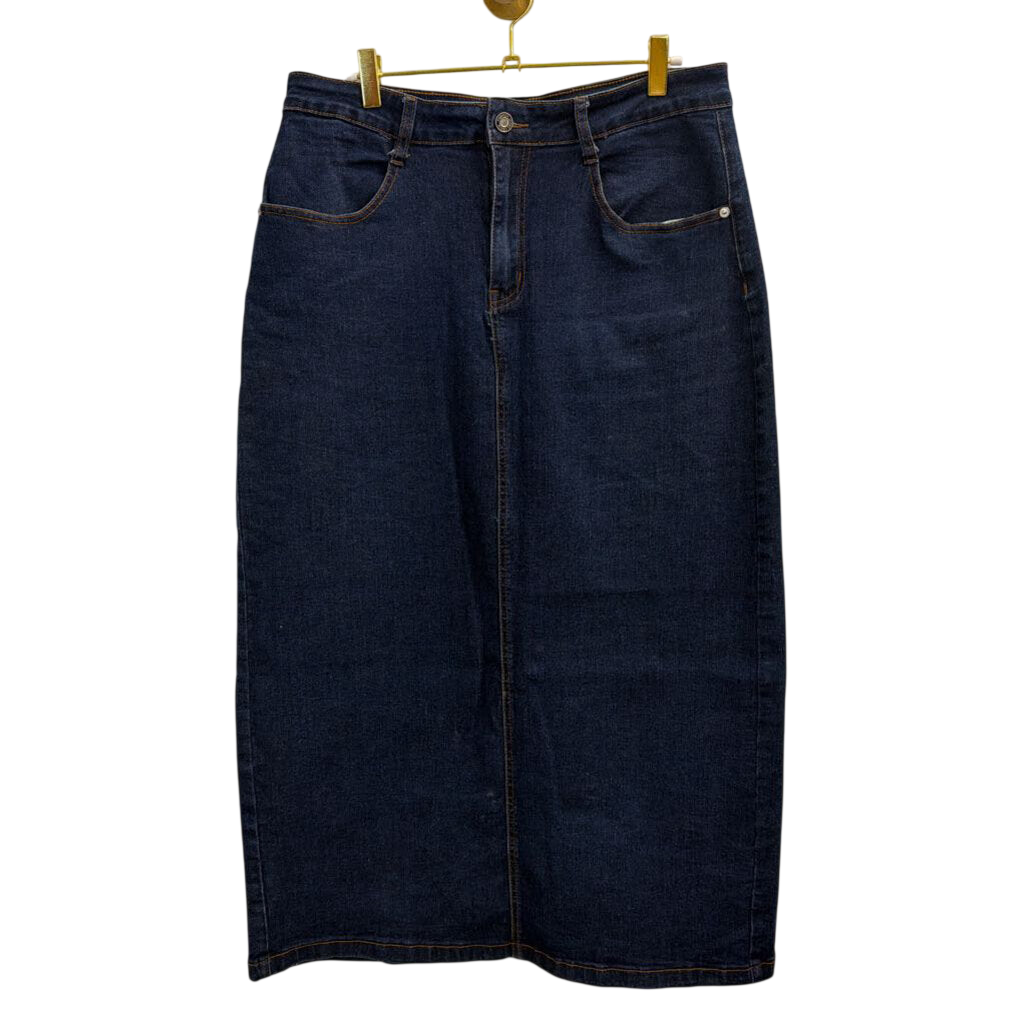 Dark Wash Denim Midi Skirt Large