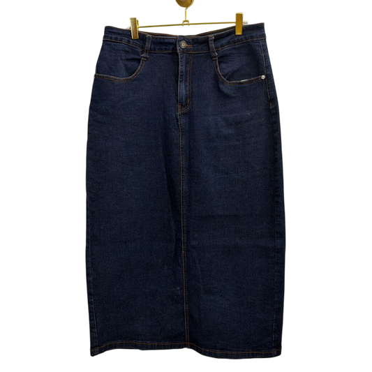 Dark Wash Denim Midi Skirt Large
