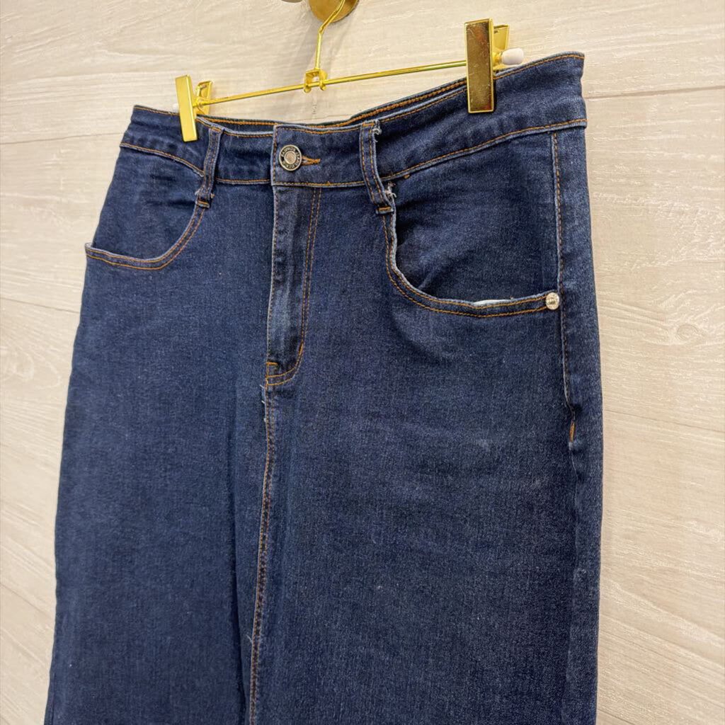 Dark Wash Denim Midi Skirt Large