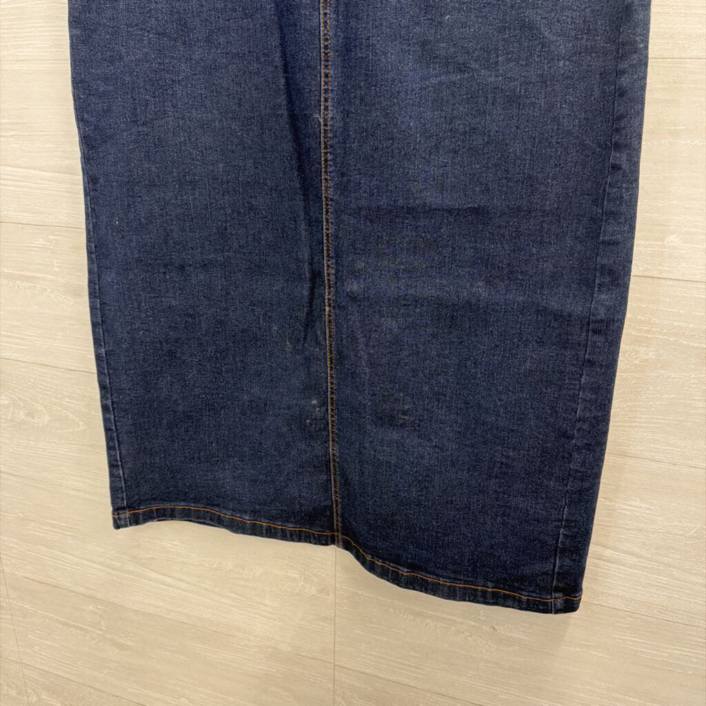 Dark Wash Denim Midi Skirt Large