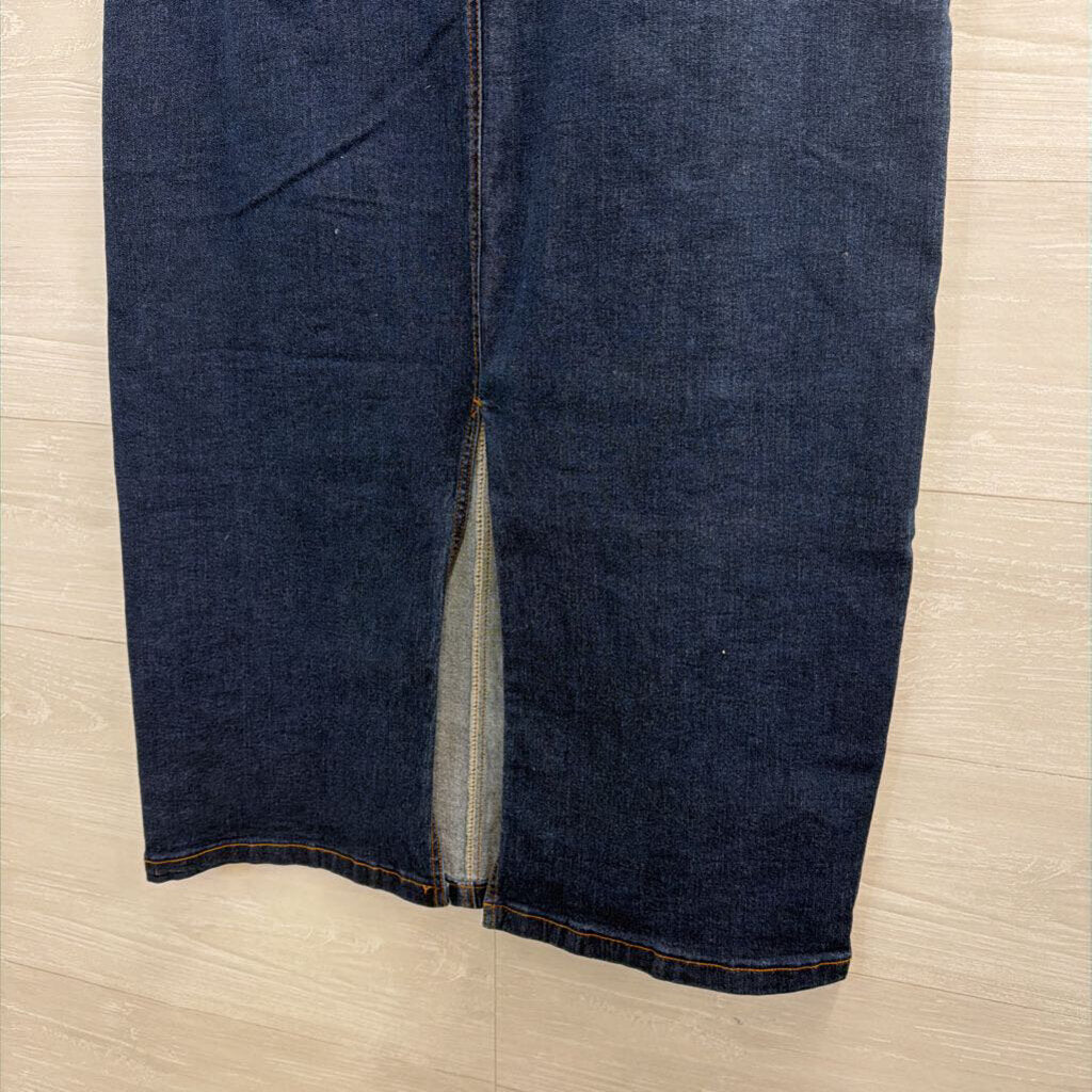 Dark Wash Denim Midi Skirt Large