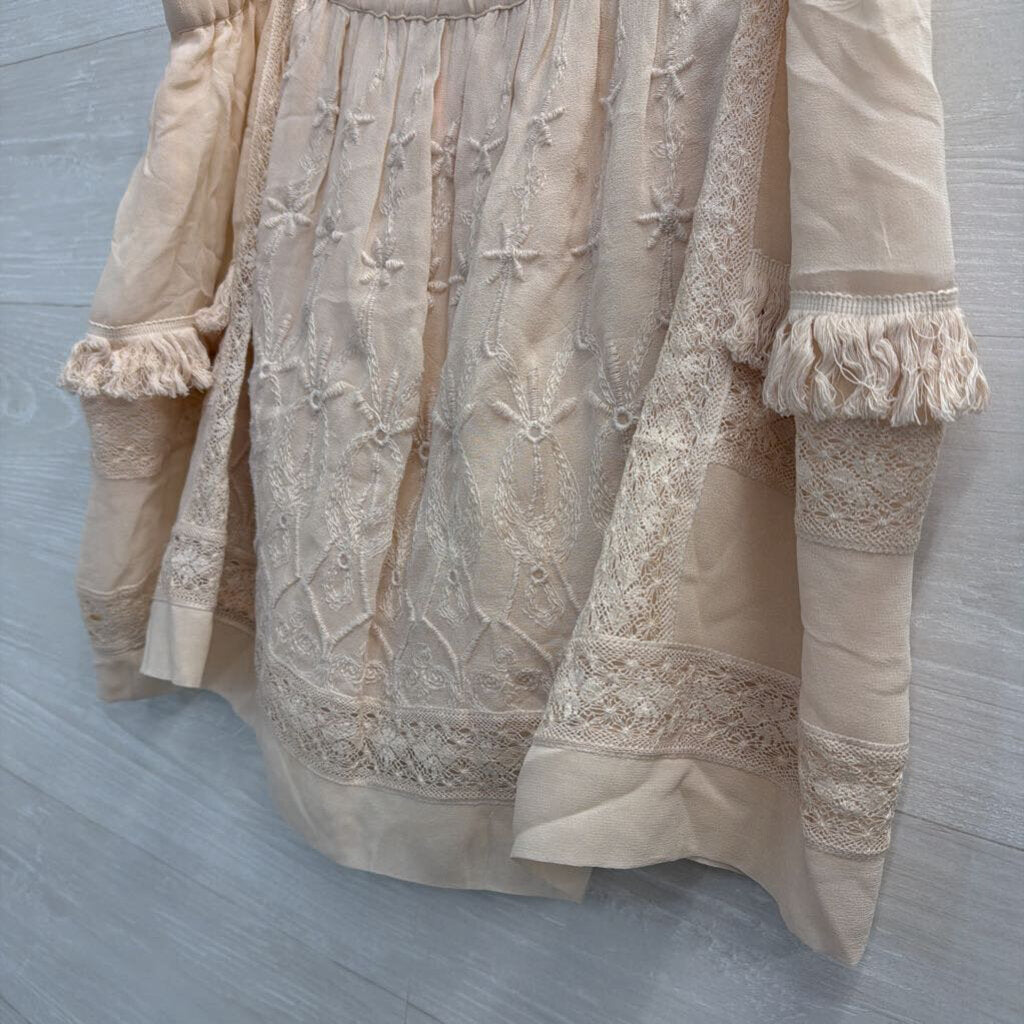 Ulla Johnson Pink 100% Silk Embroidered Mini Skirt Extra Large