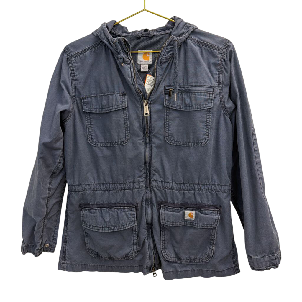 Carhartt Blue Utility Zip Up Hooded Jacket Medium