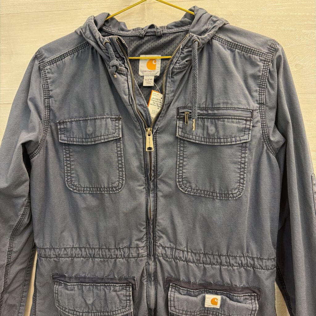 Carhartt Blue Utility Zip Up Hooded Jacket Medium