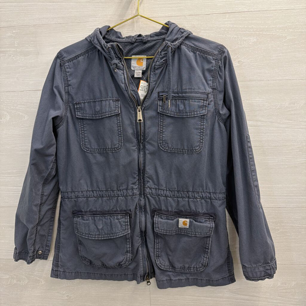 Carhartt Blue Utility Zip Up Hooded Jacket Medium