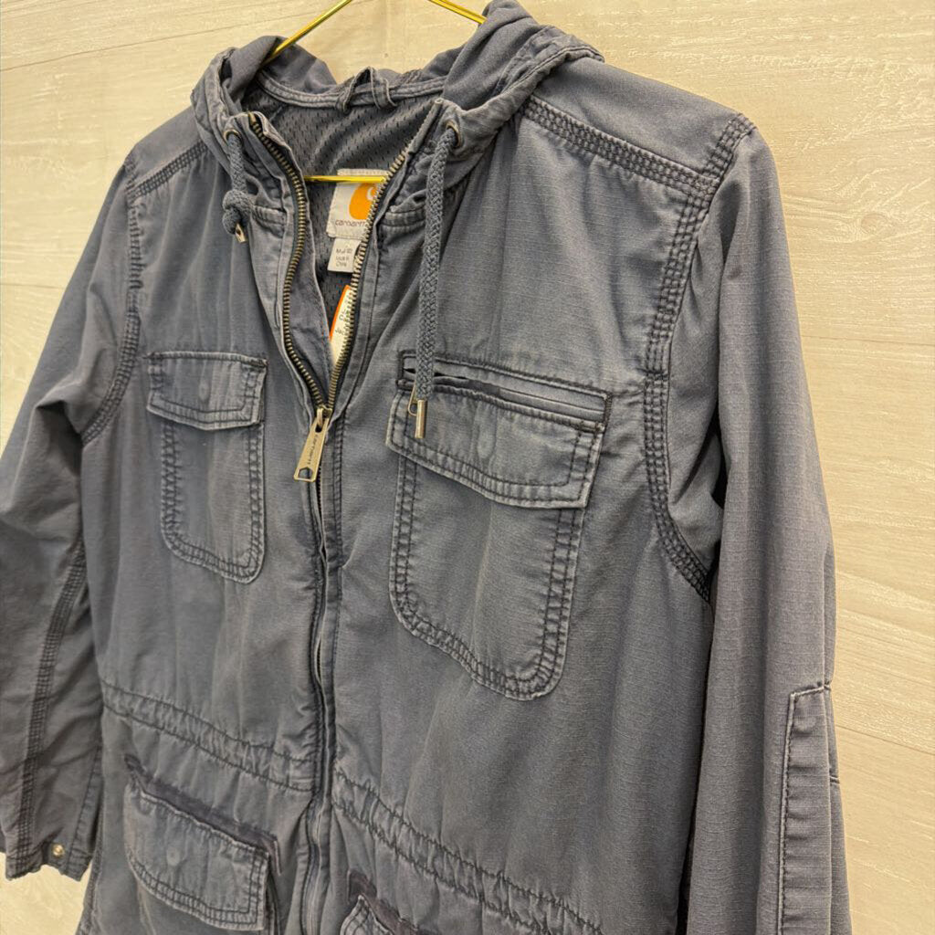 Carhartt Blue Utility Zip Up Hooded Jacket Medium