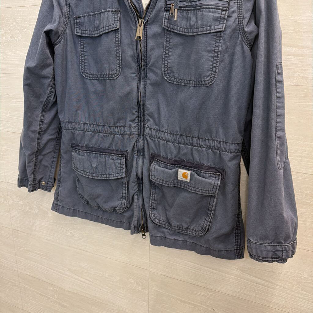 Carhartt Blue Utility Zip Up Hooded Jacket Medium