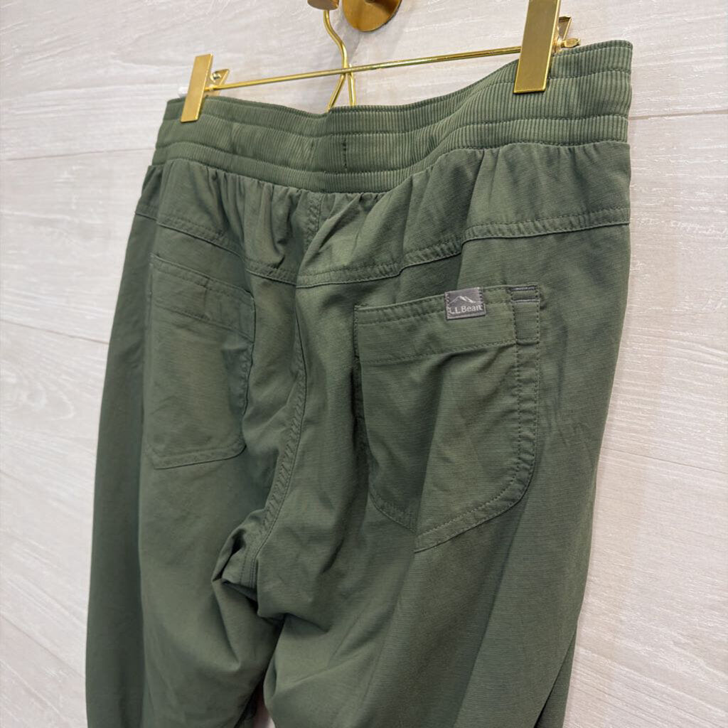 LL Bean Green Pull On Pants Small Petite