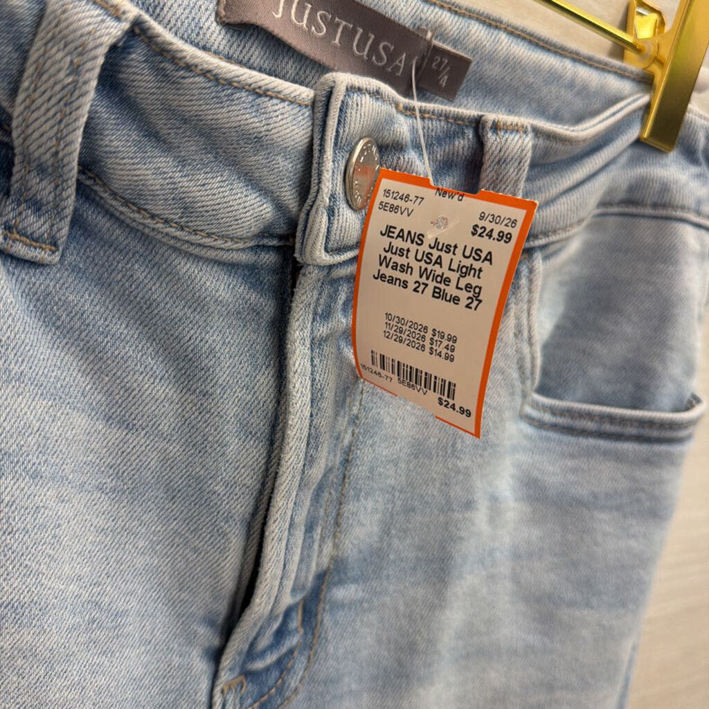 Just USA Light Wash Wide Leg Jeans 27