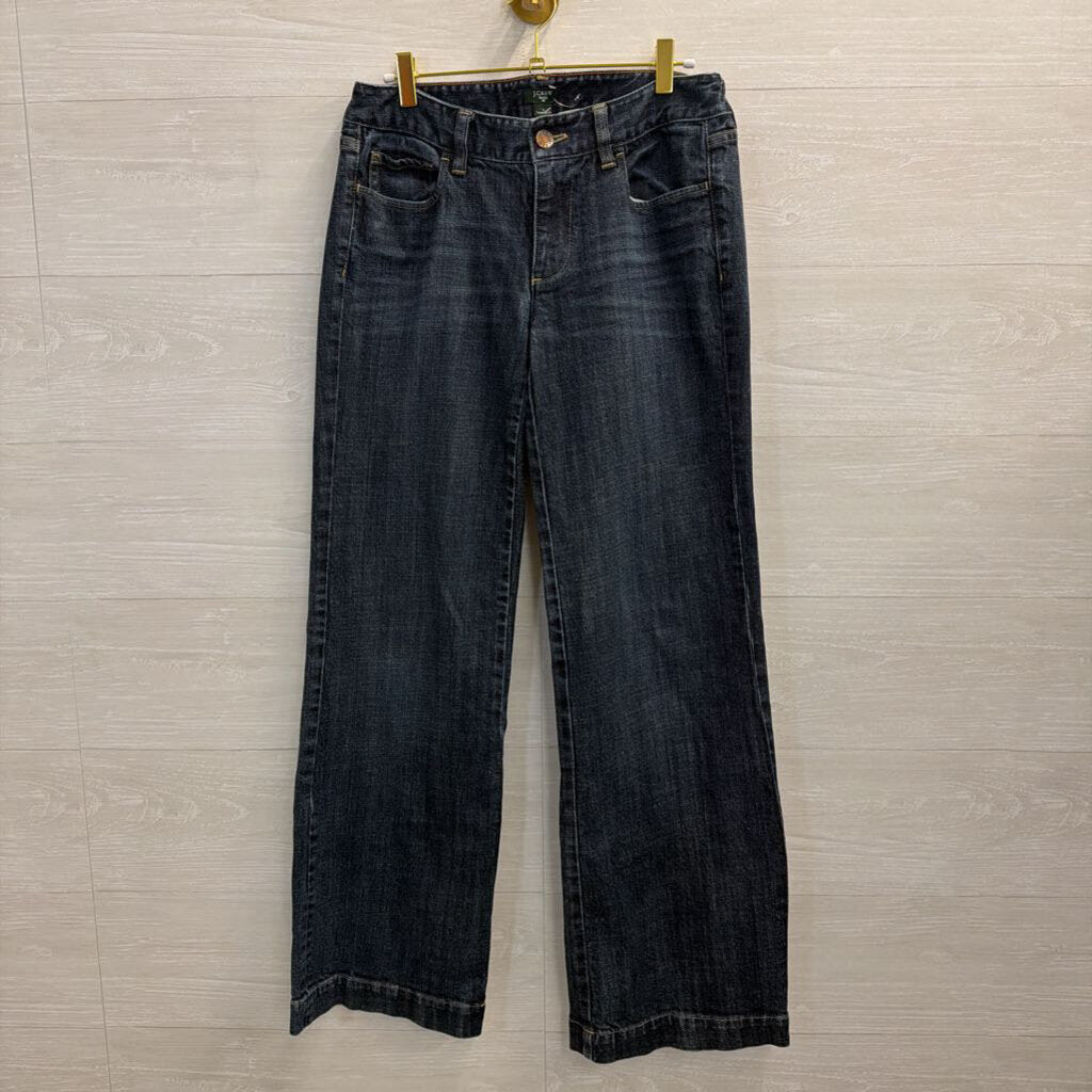 J Crew Dark Wash Stretch Favorite Fit Wide Leg Jeans 6