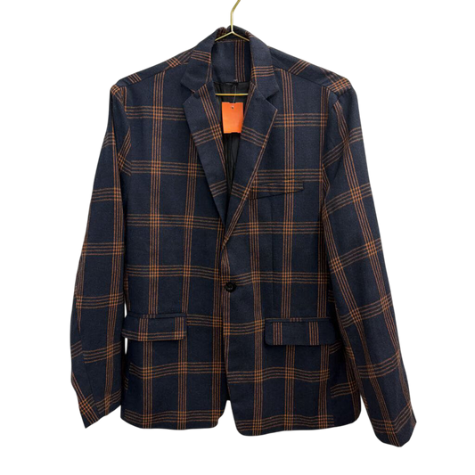 Navy// Orange Plaid Blazer Jacket Medium