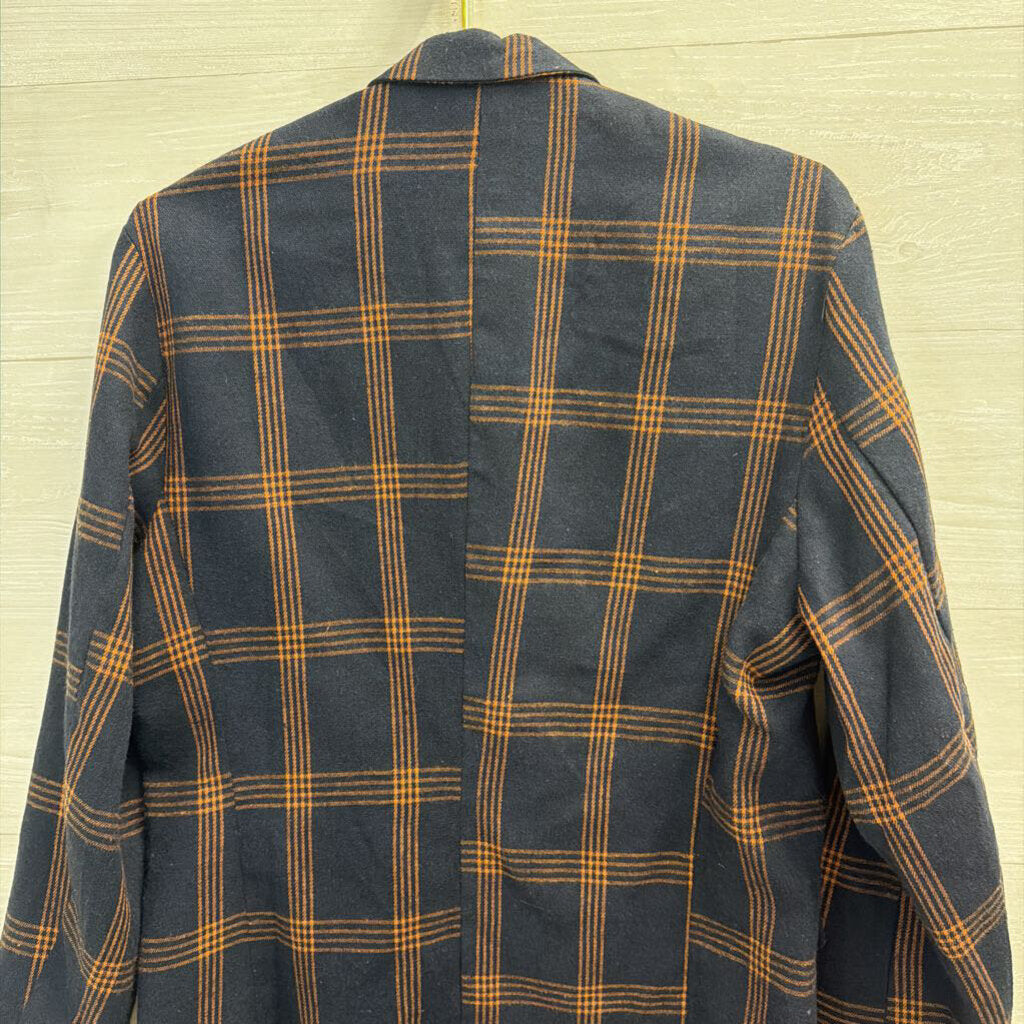 Navy// Orange Plaid Blazer Jacket Medium