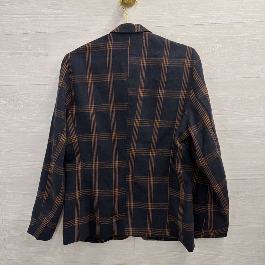 Navy// Orange Plaid Blazer Jacket Medium
