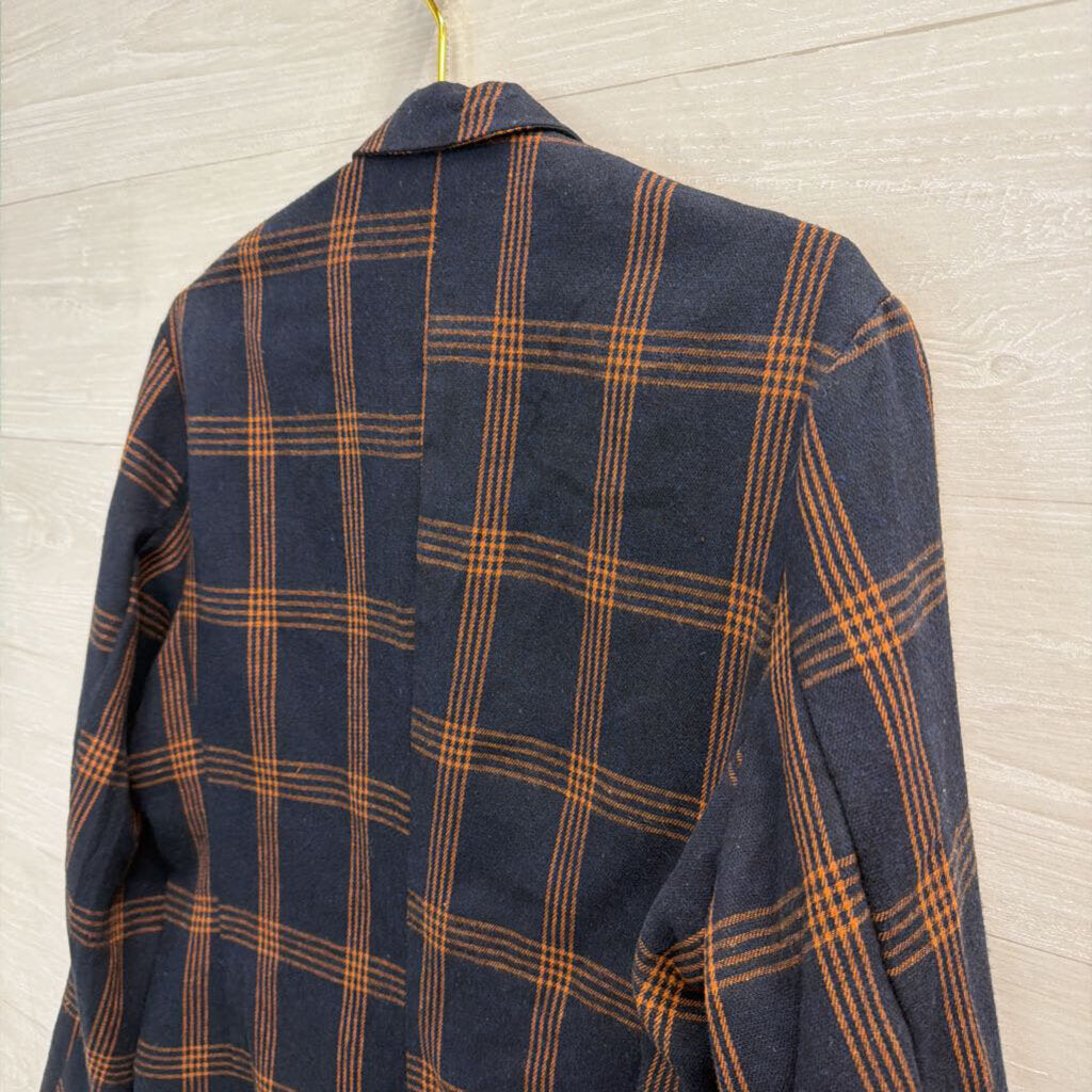 Navy// Orange Plaid Blazer Jacket Medium