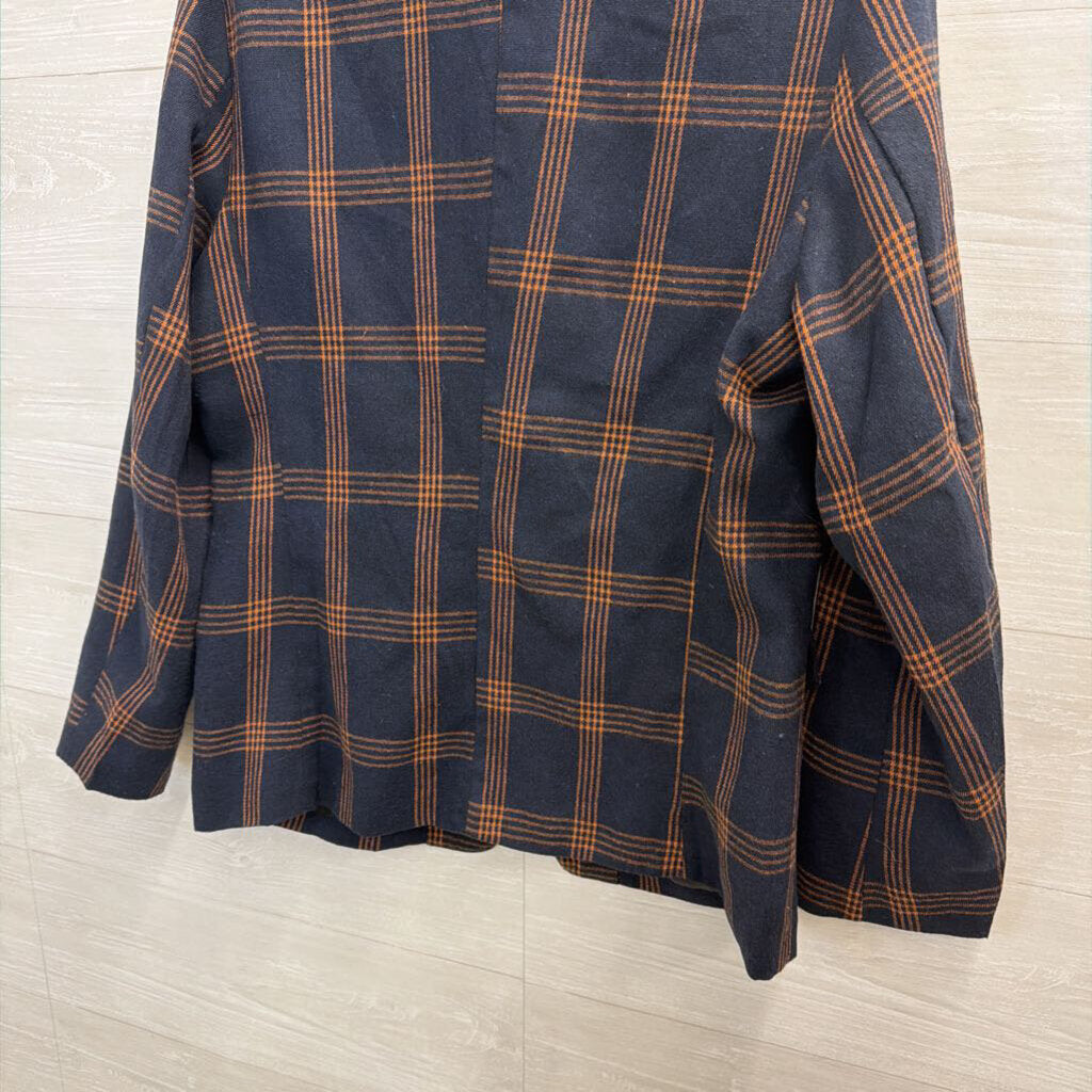 Navy// Orange Plaid Blazer Jacket Medium