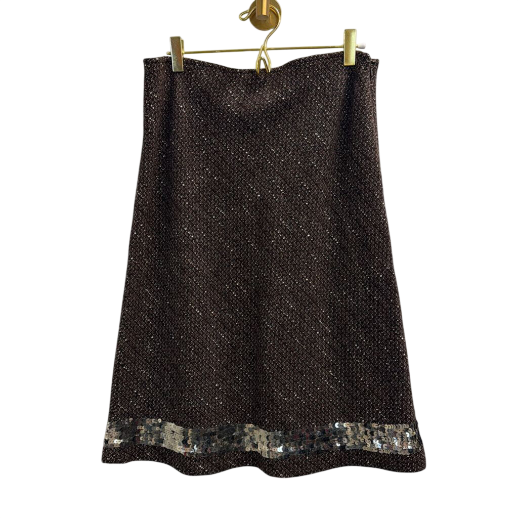 The Limited Brown Tweed Sequin Hem Skirt 8