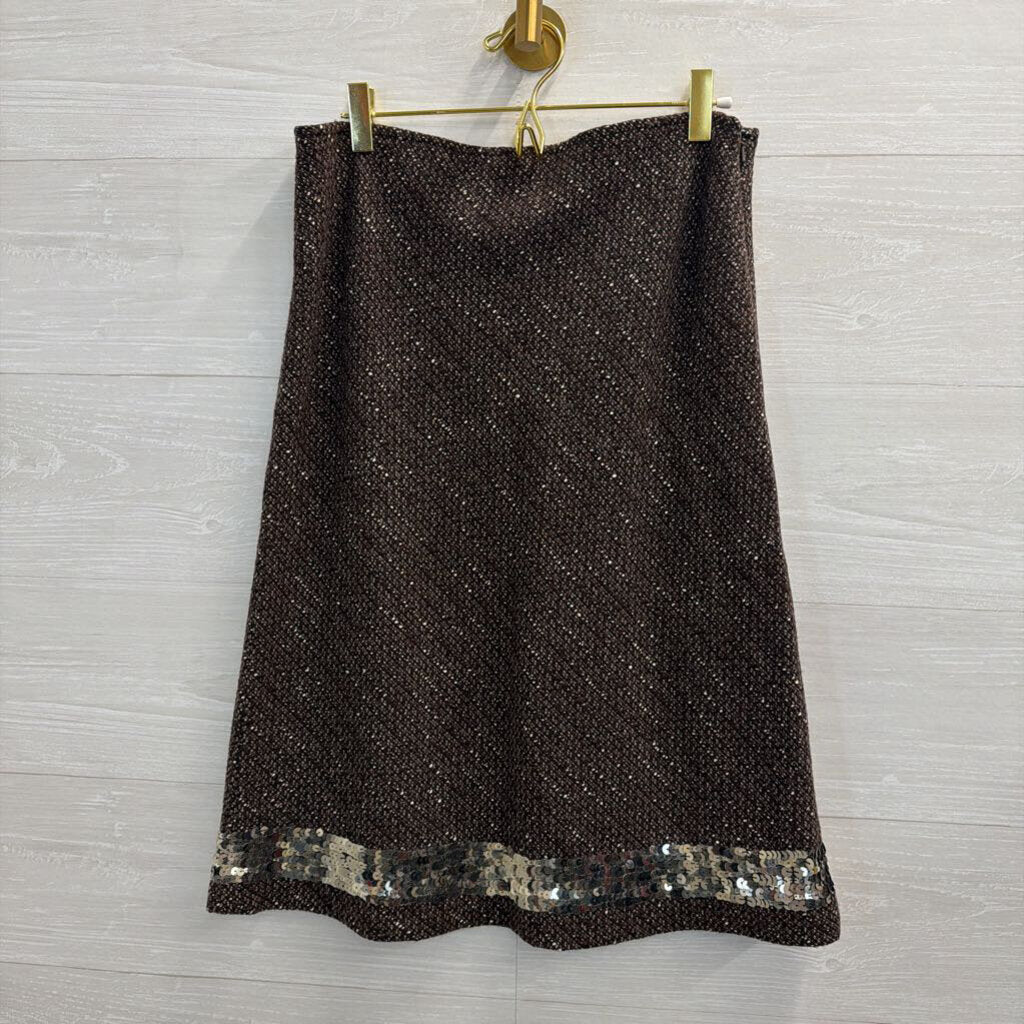 The Limited Brown Tweed Sequin Hem Skirt 8