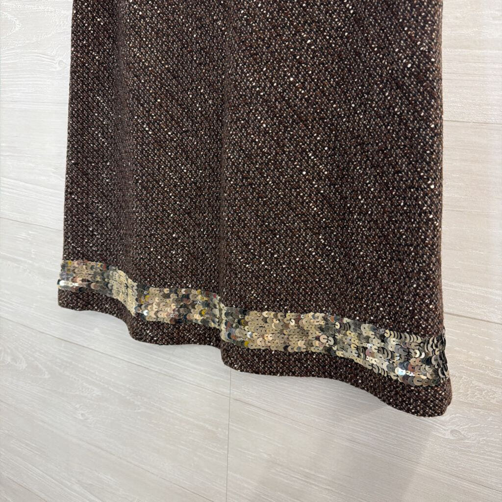 The Limited Brown Tweed Sequin Hem Skirt 8