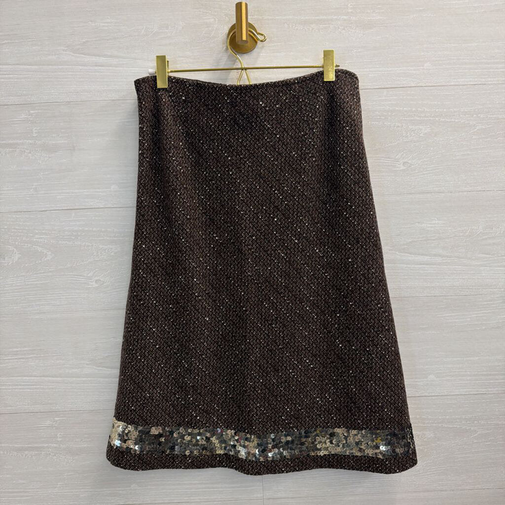 The Limited Brown Tweed Sequin Hem Skirt 8