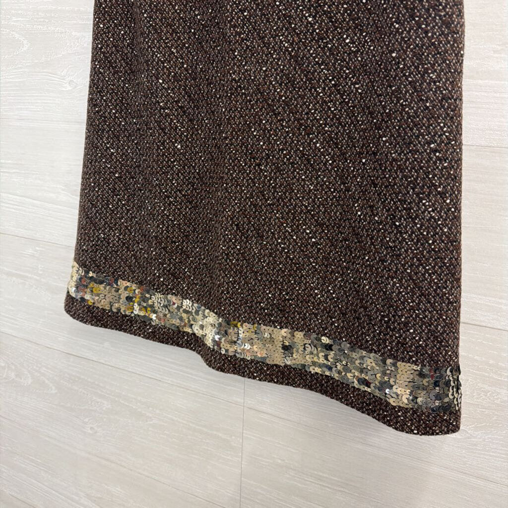The Limited Brown Tweed Sequin Hem Skirt 8