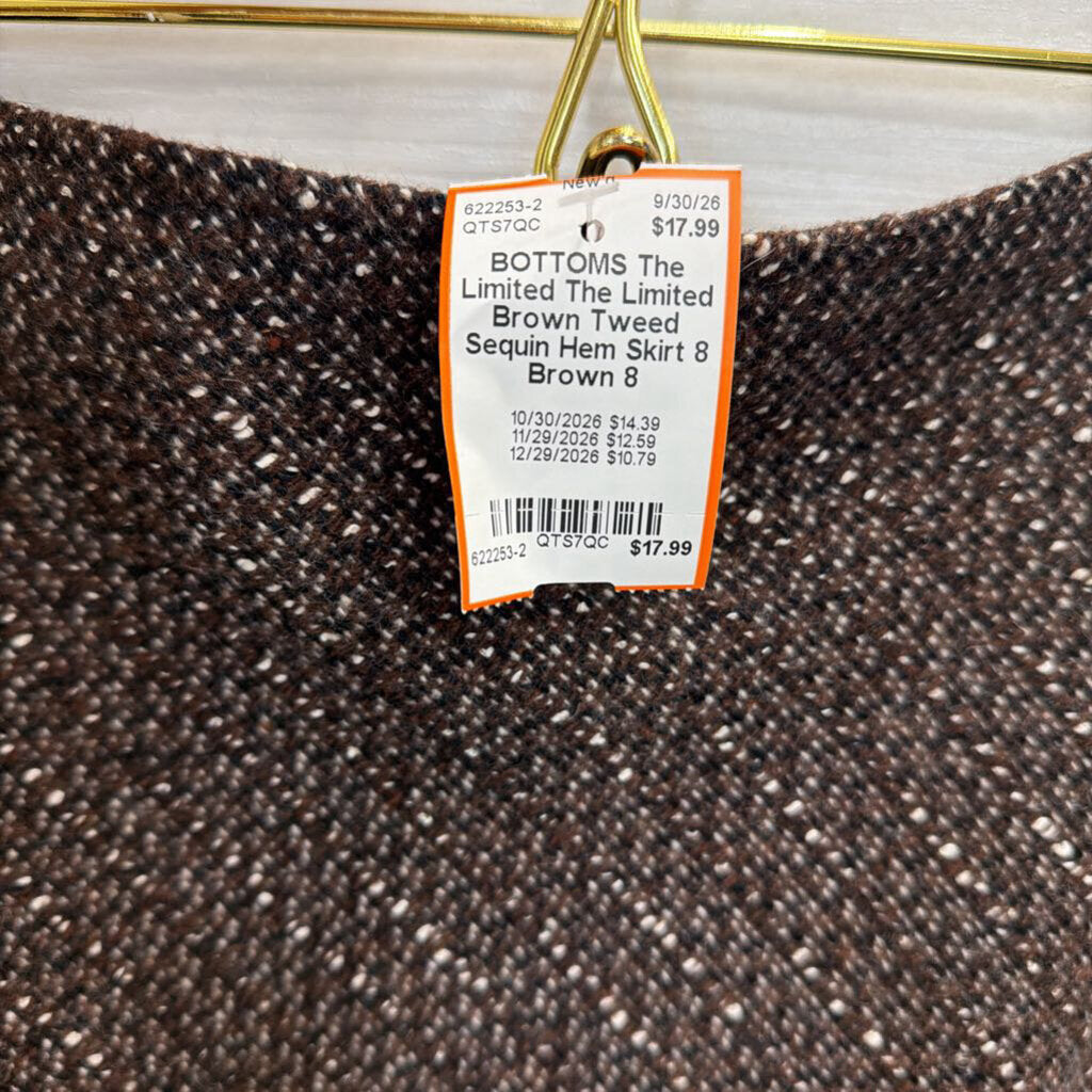 The Limited Brown Tweed Sequin Hem Skirt 8