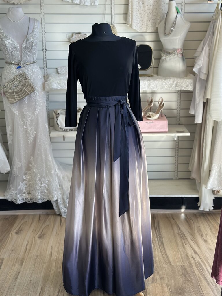SLNY Black/ Purple Ombre Long Sleeve Long Formal Dress 12