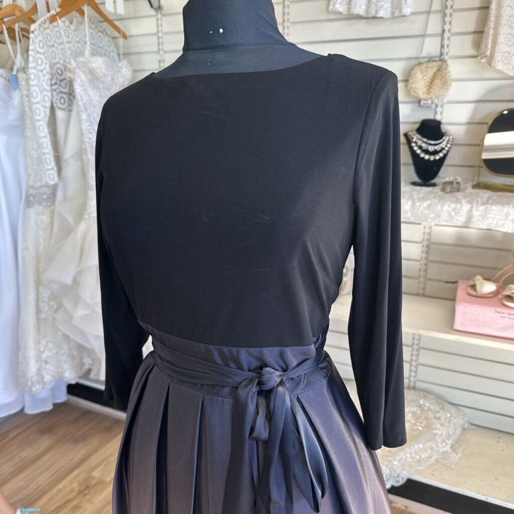 SLNY Black/ Purple Ombre Long Sleeve Long Formal Dress 12