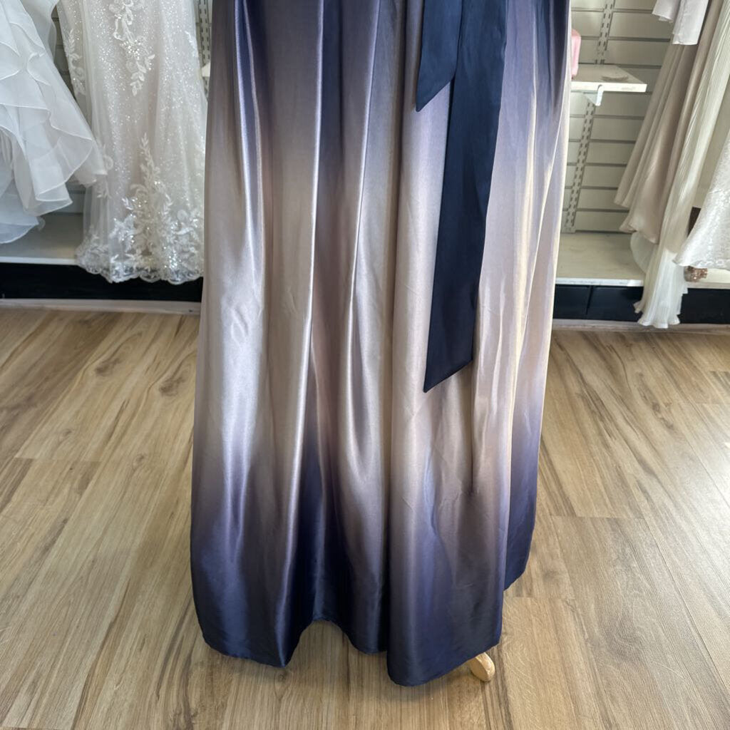 SLNY Black/ Purple Ombre Long Sleeve Long Formal Dress 12