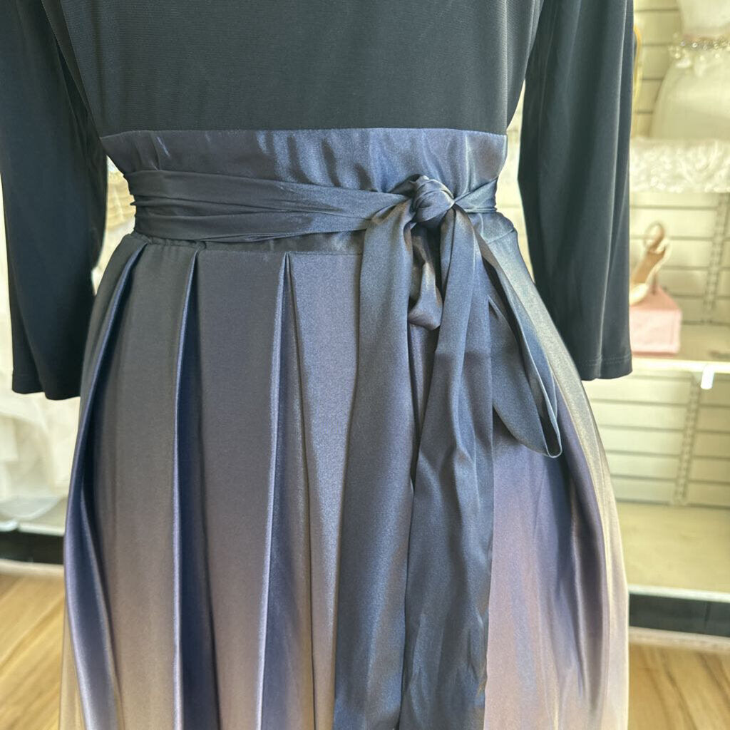 SLNY Black/ Purple Ombre Long Sleeve Long Formal Dress 12