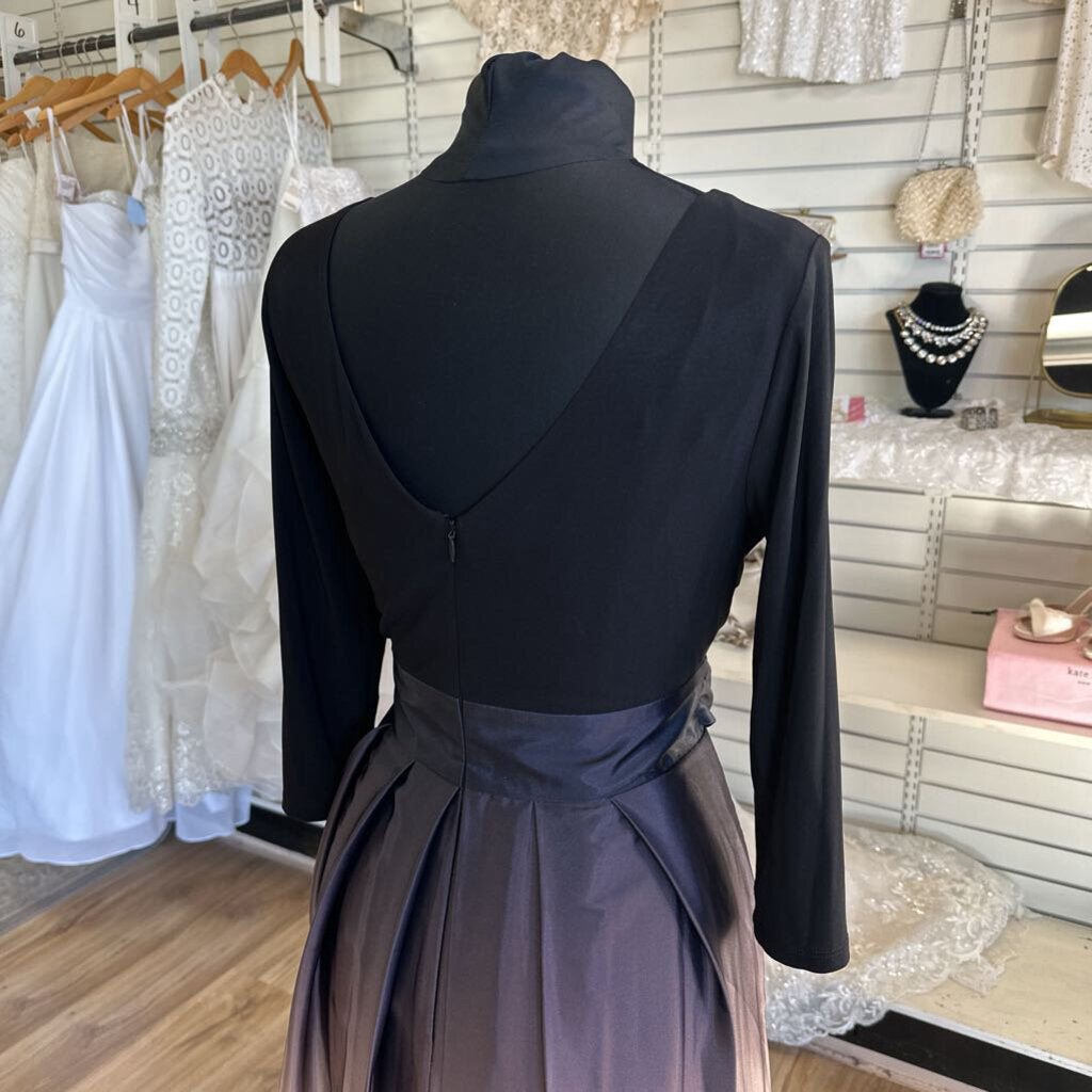 SLNY Black/ Purple Ombre Long Sleeve Long Formal Dress 12