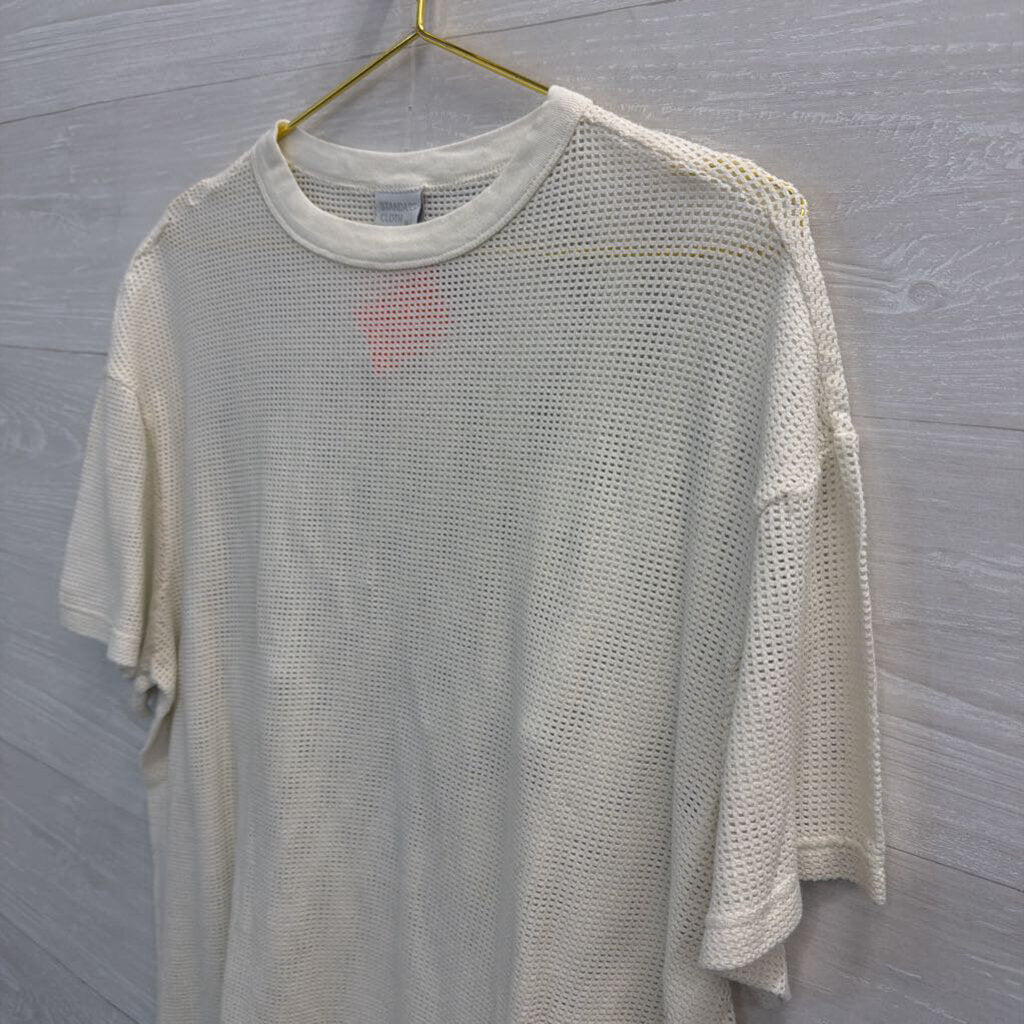 Standard Cloth White Mesh Short Sleeve Top Medium