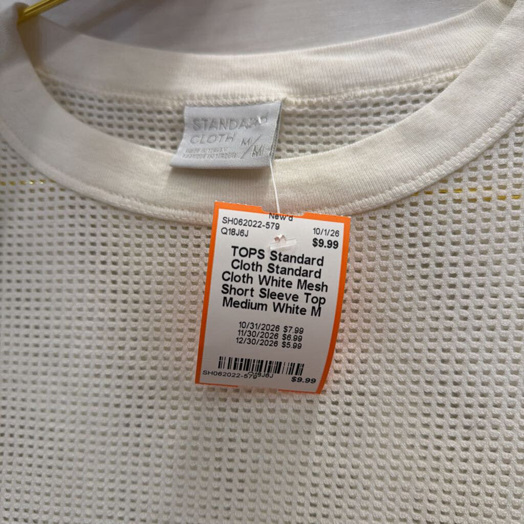 Standard Cloth White Mesh Short Sleeve Top Medium