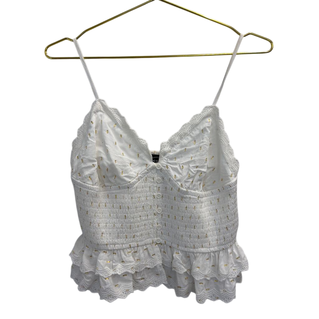 White/ Gold Dot Button Front Tank Top Medium