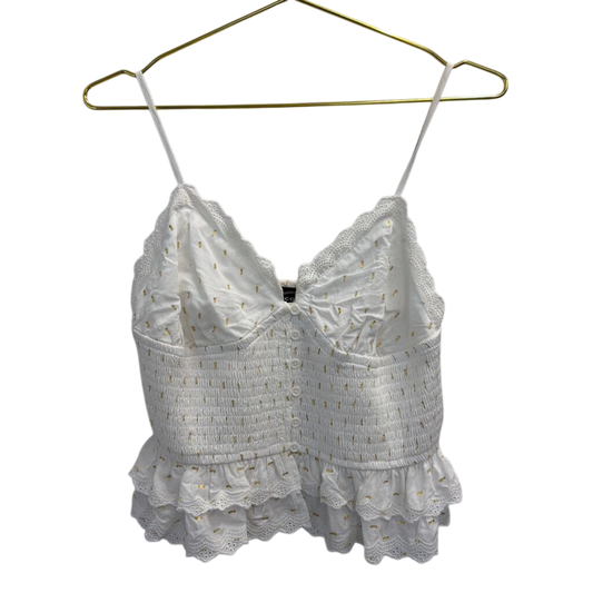 White/ Gold Dot Button Front Tank Top Medium