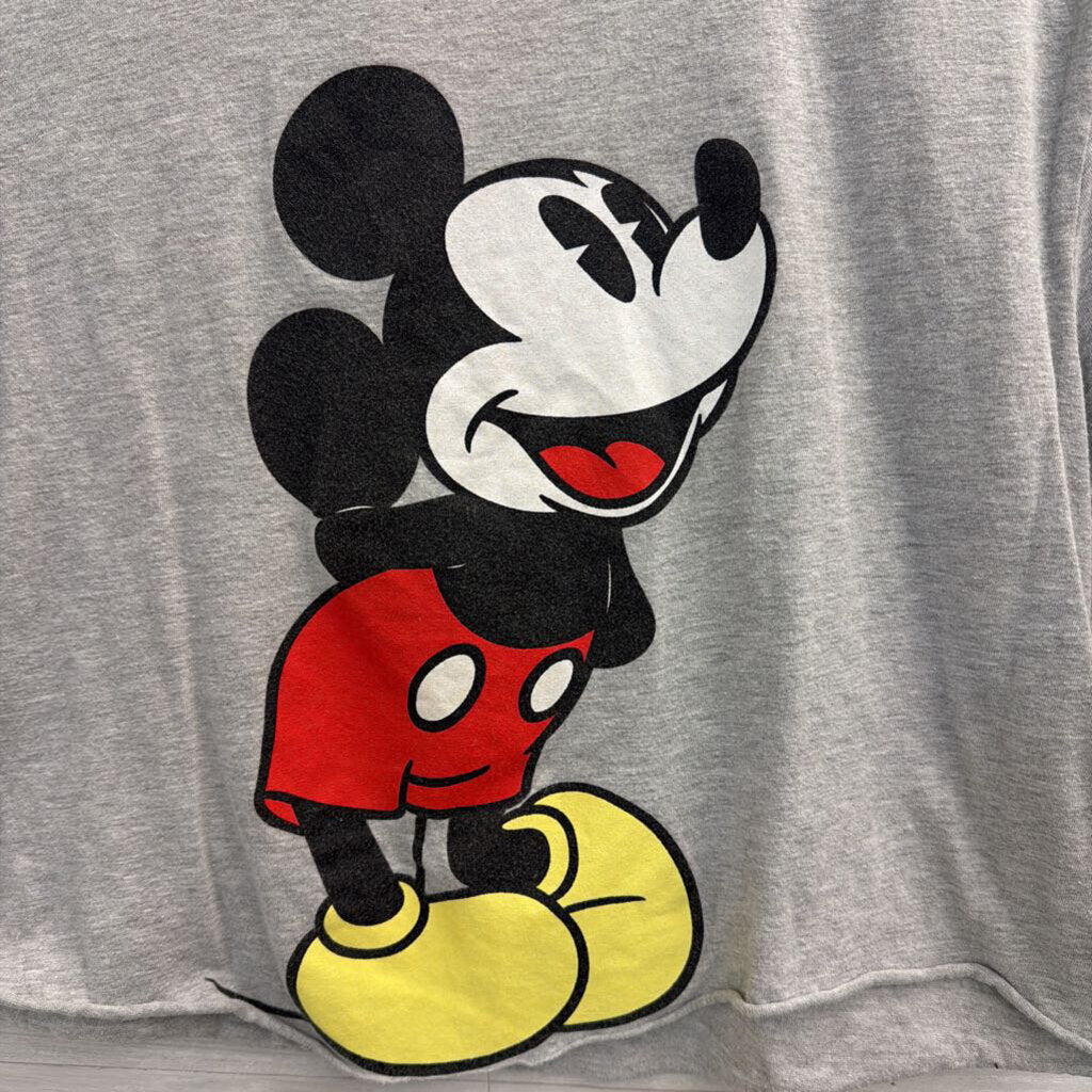 Mickey Mouse Grey Cropped Short Sleeve Graphic Tee Large