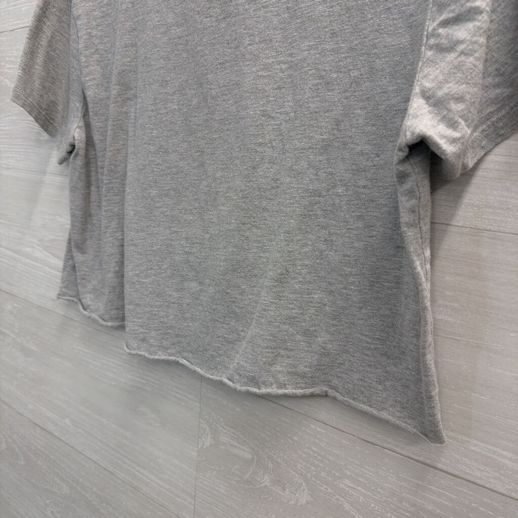 Mickey Mouse Grey Cropped Short Sleeve Graphic Tee Large