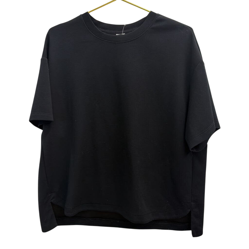 Soft Black Short Sleeve Boxy Top Large