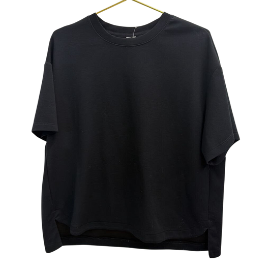 Soft Black Short Sleeve Boxy Top Large