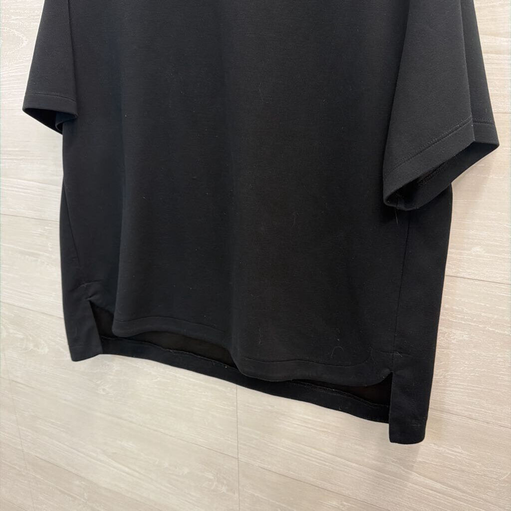 Soft Black Short Sleeve Boxy Top Large