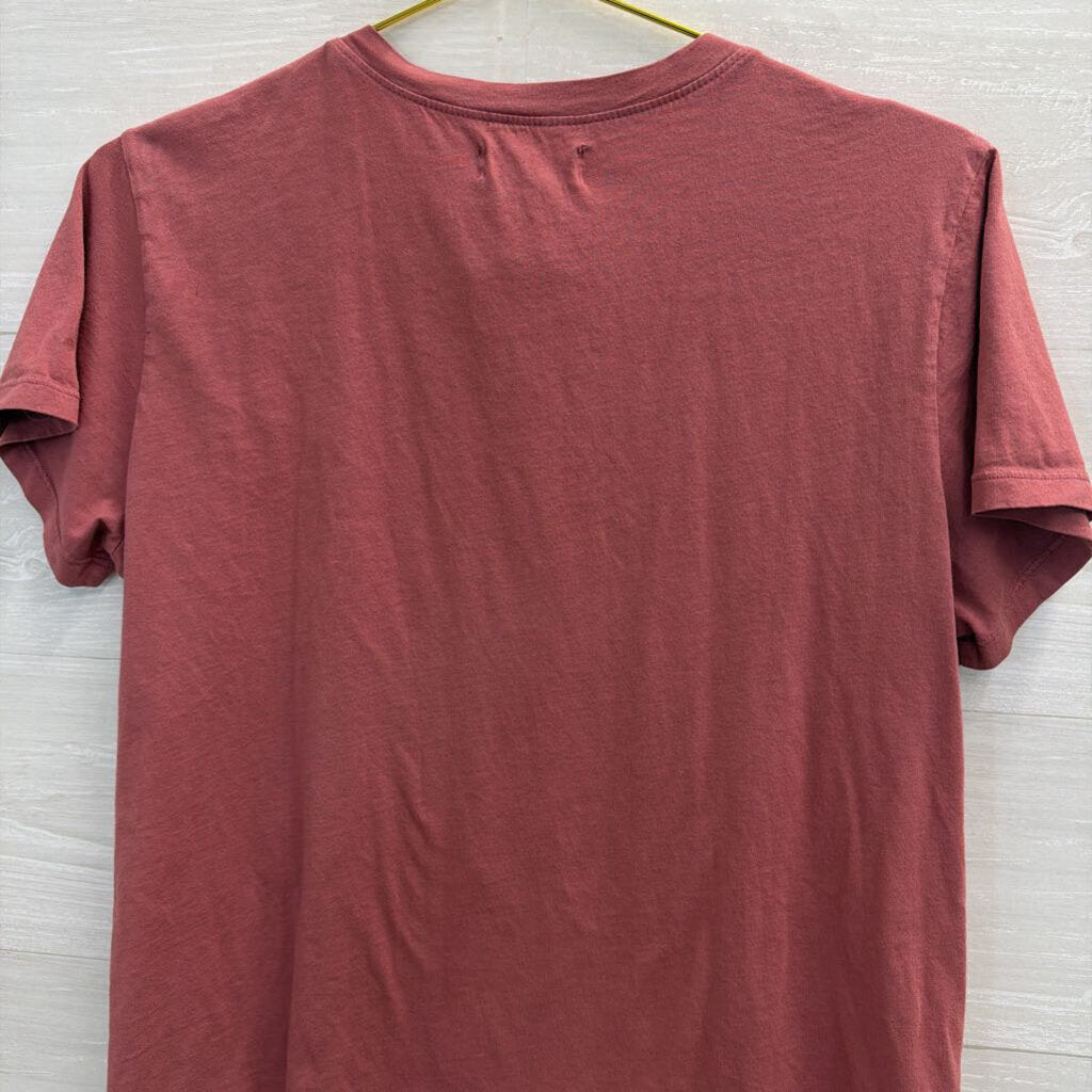 Velvet Pink Paw Print Patchwork Short Sleeve Top Medium